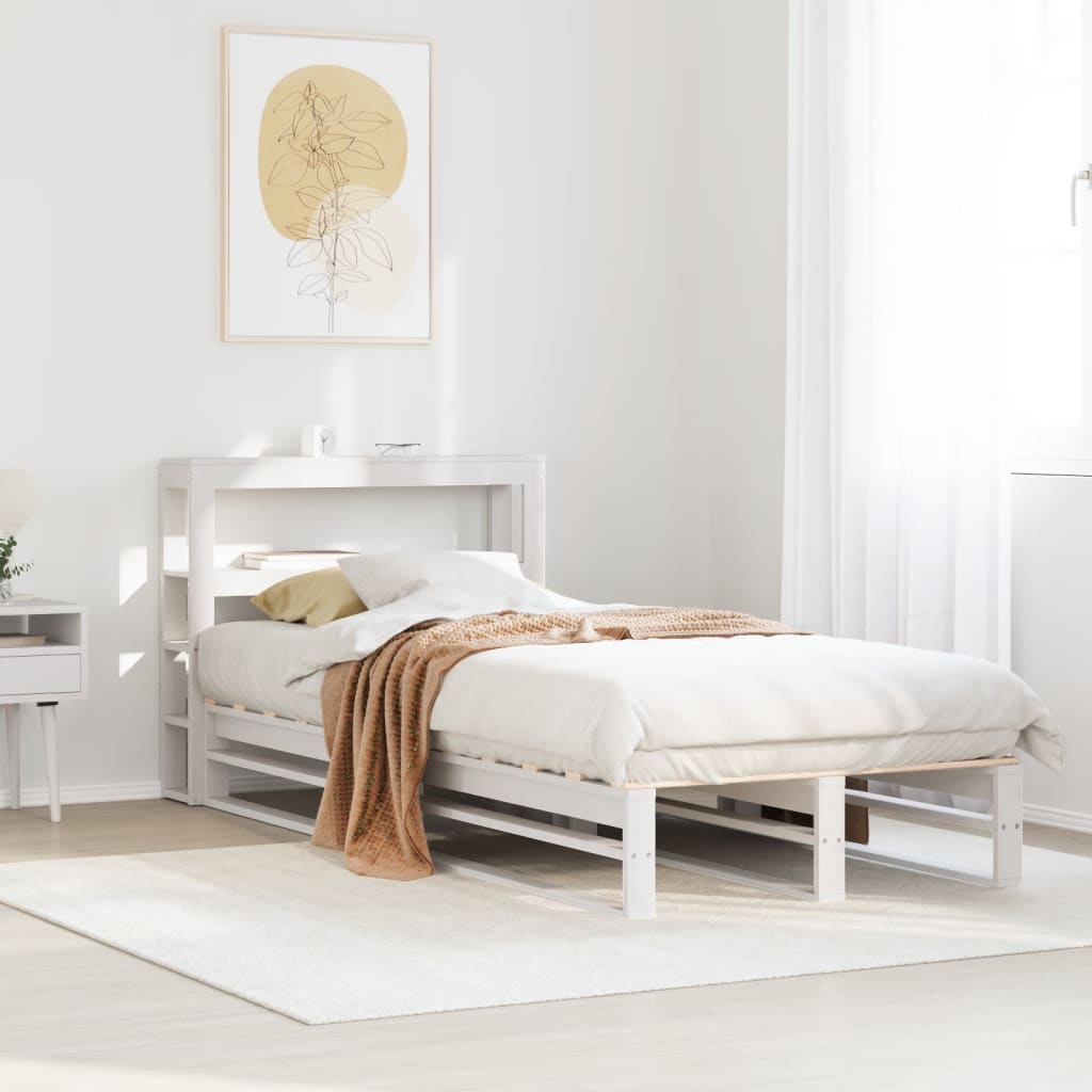 Bed Frame without Mattress White 90x190 cm Single Solid Wood Pine