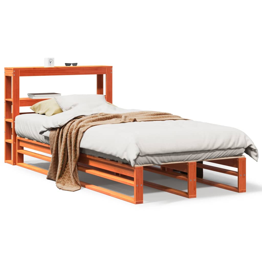 Bed Frame without Mattress Wax Brown 90x190 cm Single Solid Wood Pine