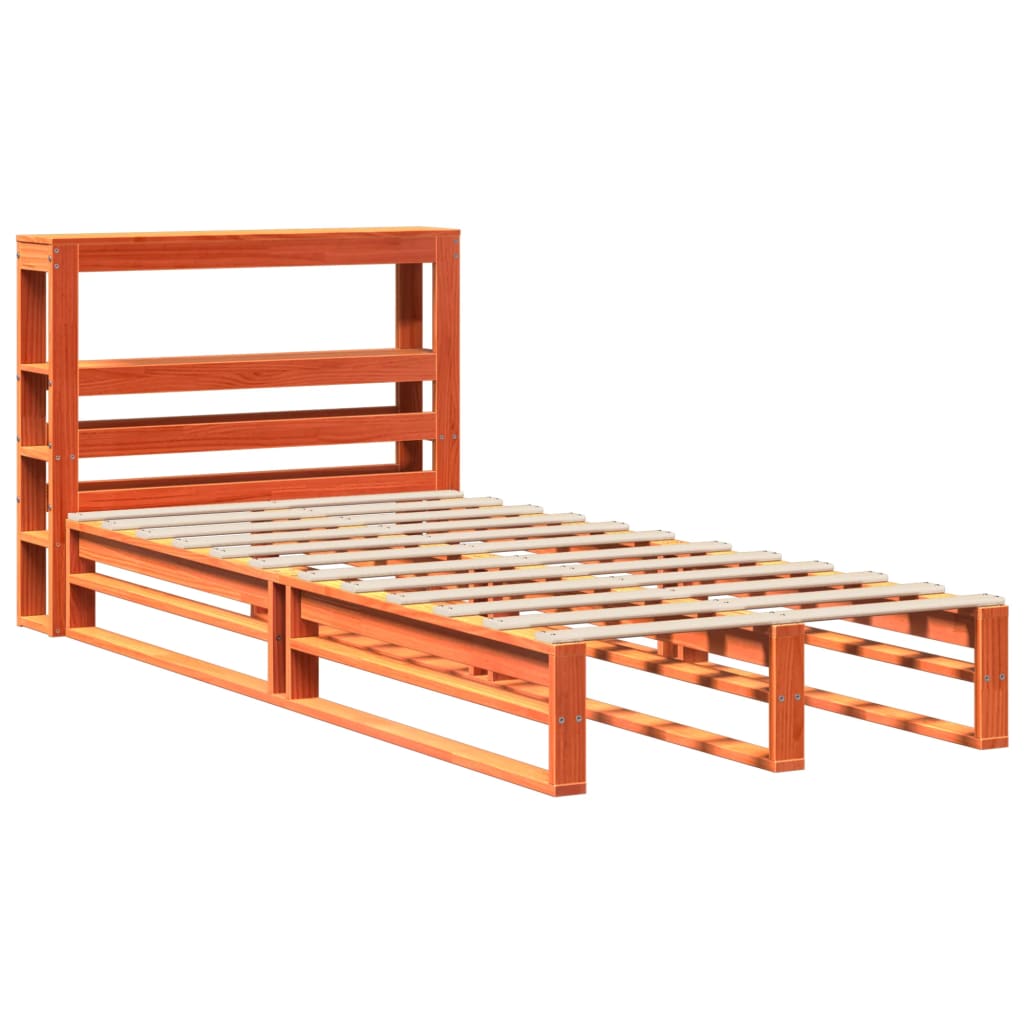 Bed Frame without Mattress Wax Brown 90x190 cm Single Solid Wood Pine