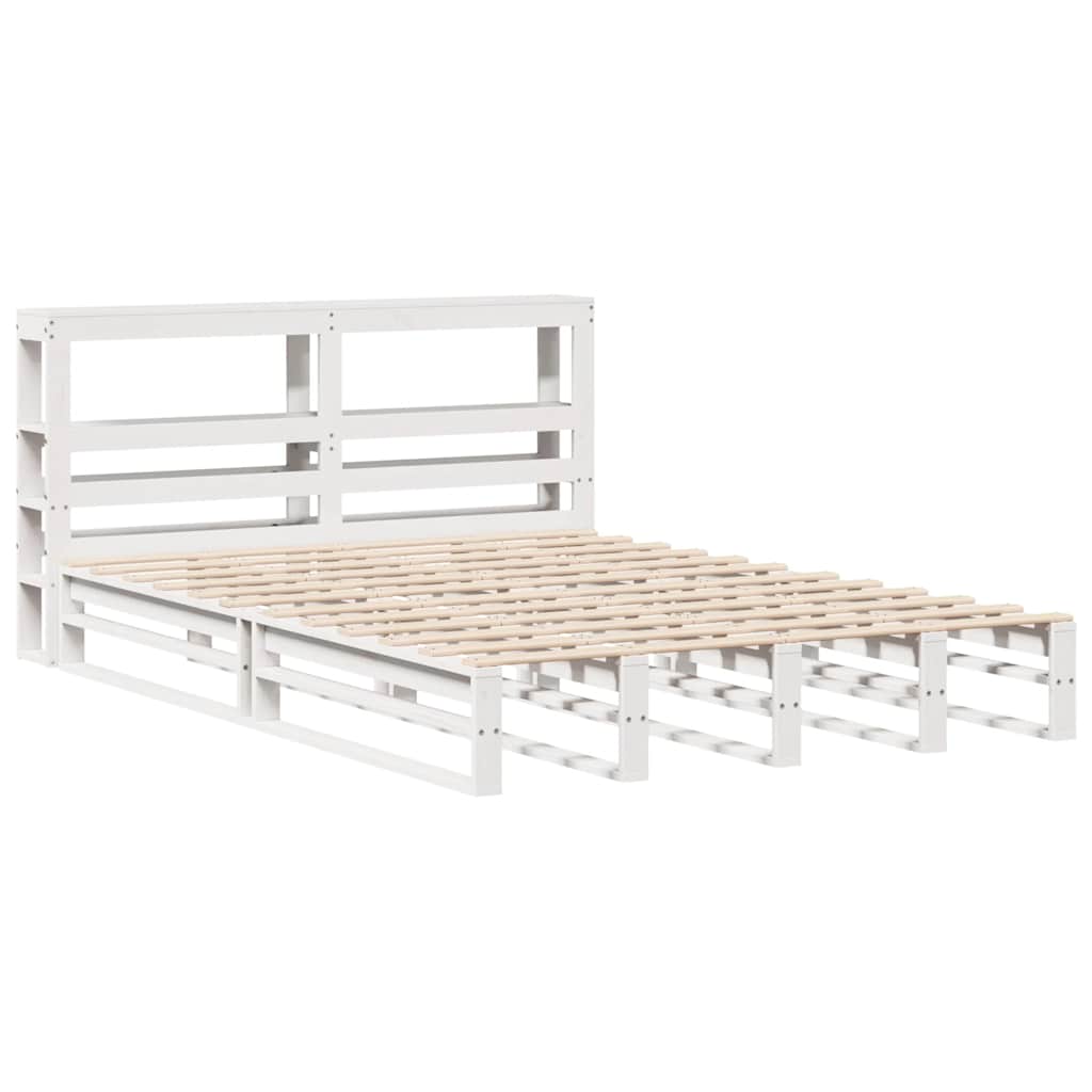 Bed Frame without Mattress White 135x190 cm Double Solid Wood Pine
