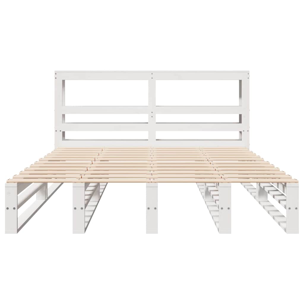 Bed Frame without Mattress White 140x190 cm Solid Wood Pine