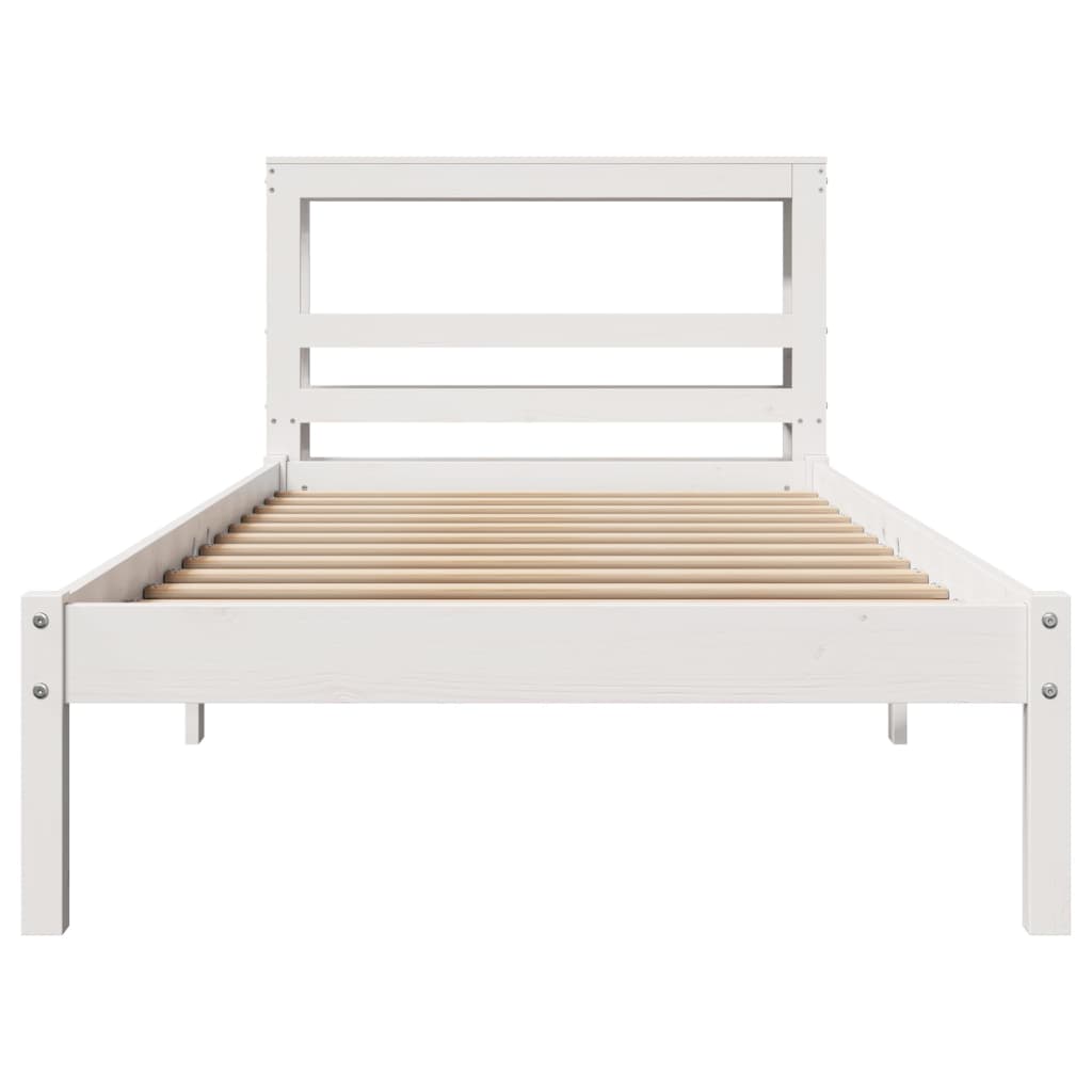 Bed Frame without Mattress White 75x190 cm Small Single Solid Wood Pine