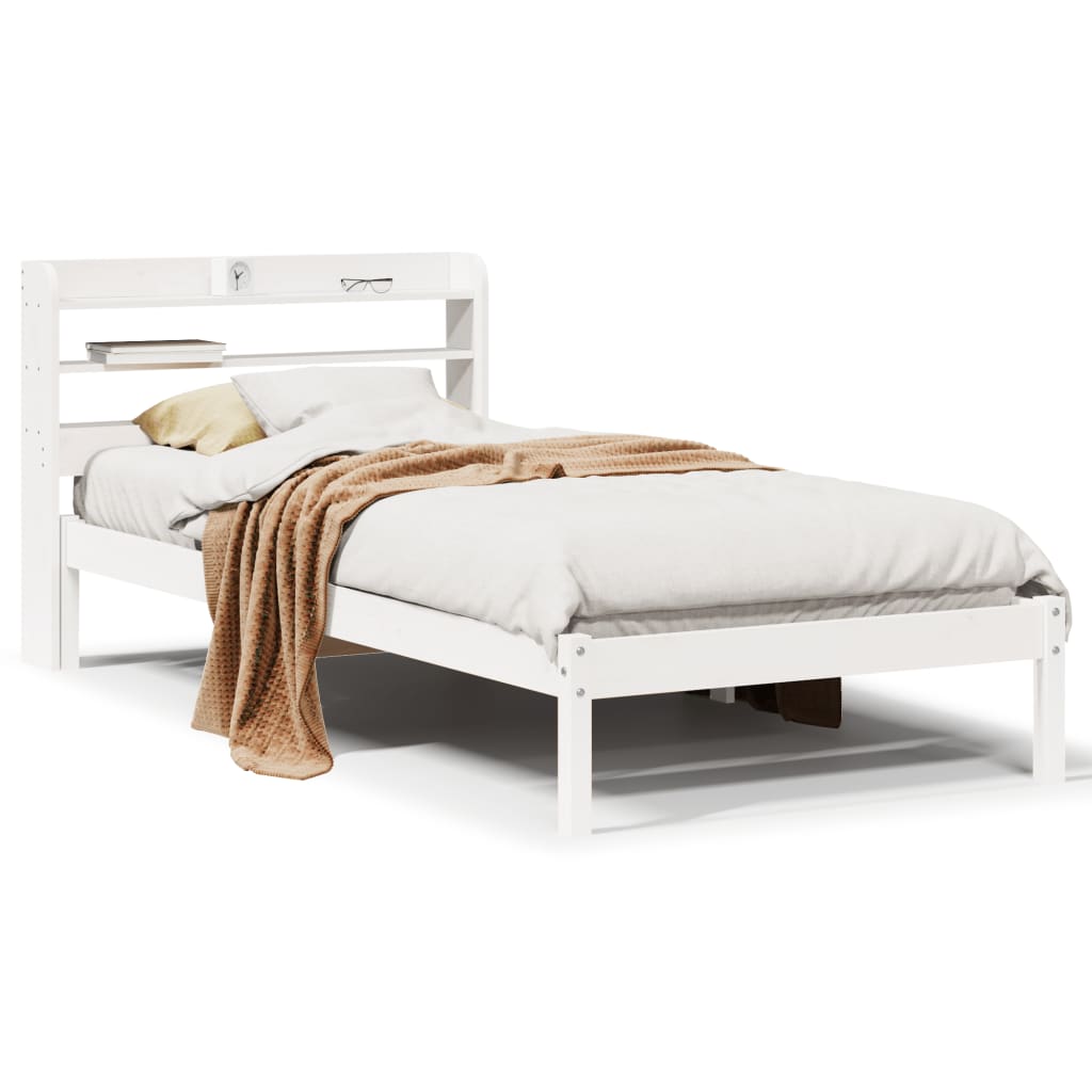 Bed Frame without Mattress White 75x190 cm Small Single Solid Wood Pine