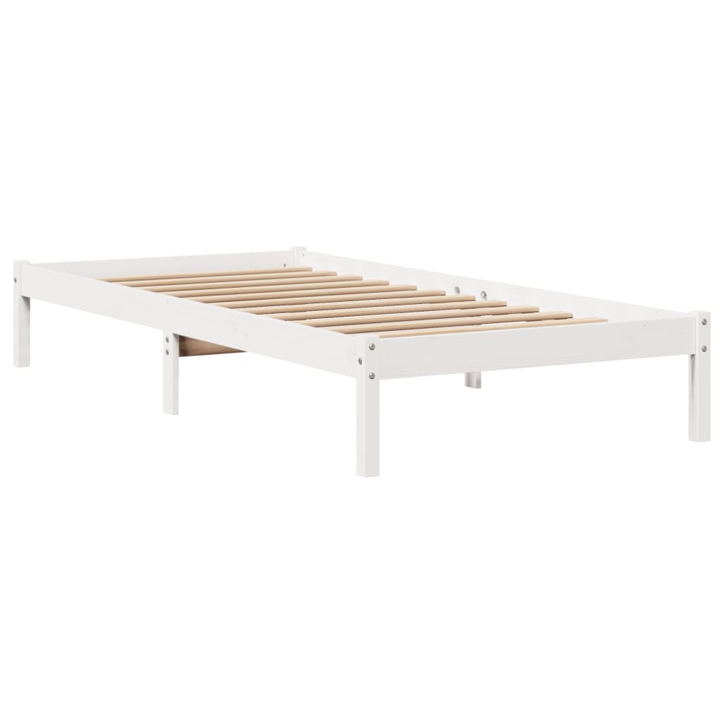 Bed Frame without Mattress White 100x200 cm Solid Wood Pine