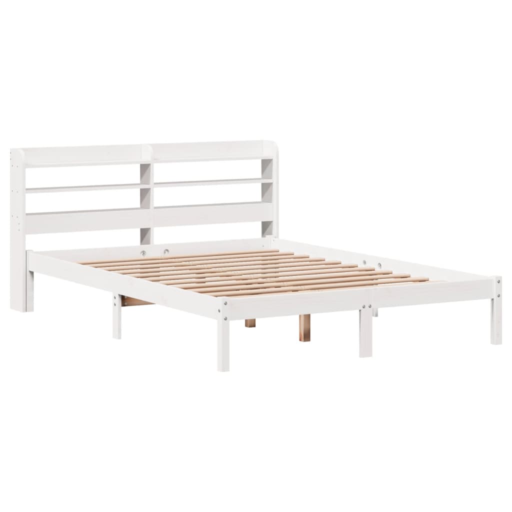 Bed Frame without Mattress White 150x200 cm King Size Solid Wood Pine