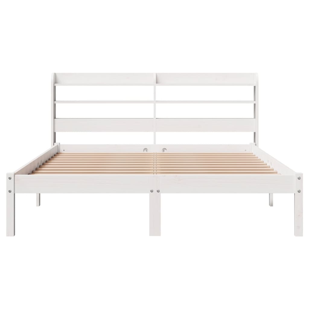 Bed Frame without Mattress White 150x200 cm King Size Solid Wood Pine