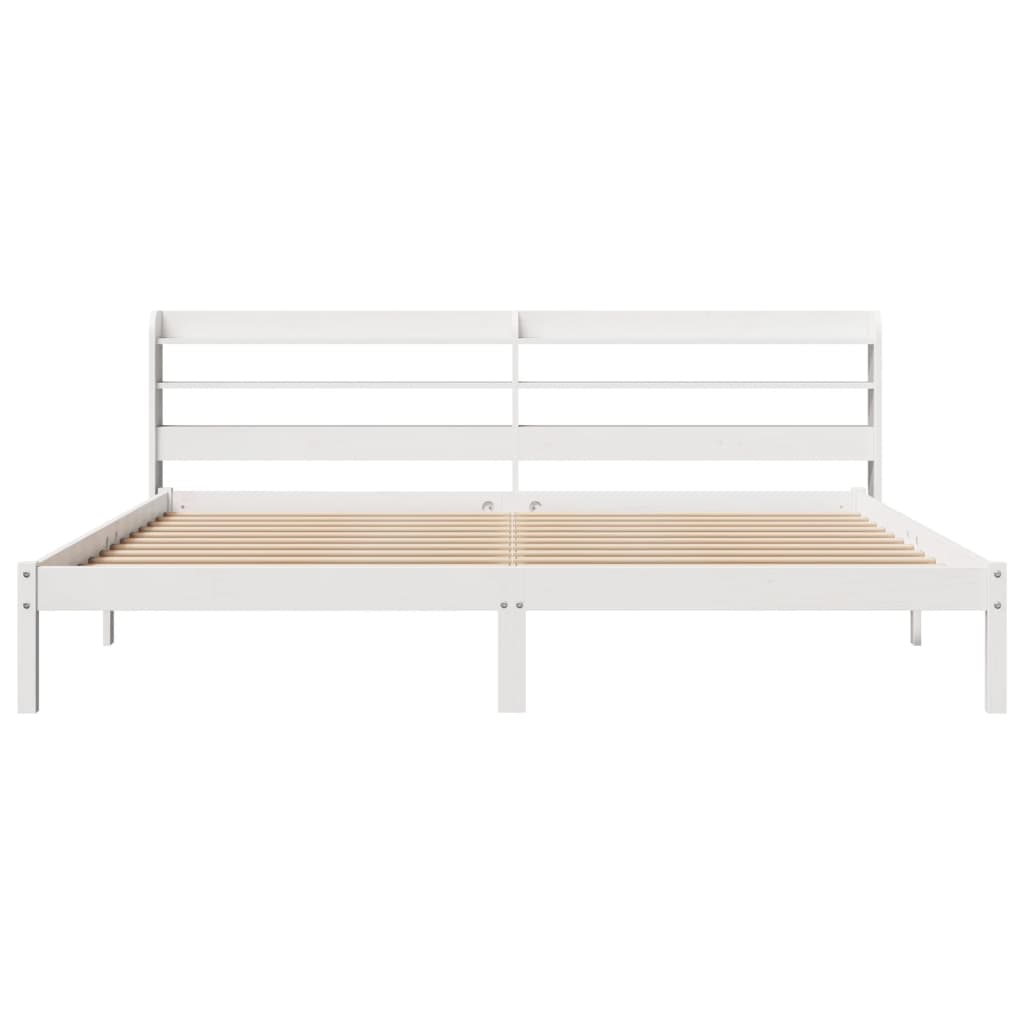 Bed Frame without Mattress White 200x200 cm Solid Wood Pine