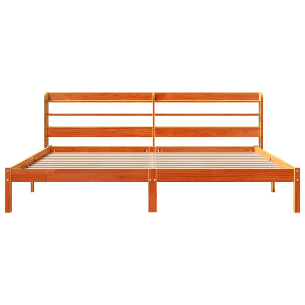 Bed Frame with Headboard without Mattress Wax Brown 200x200 cm