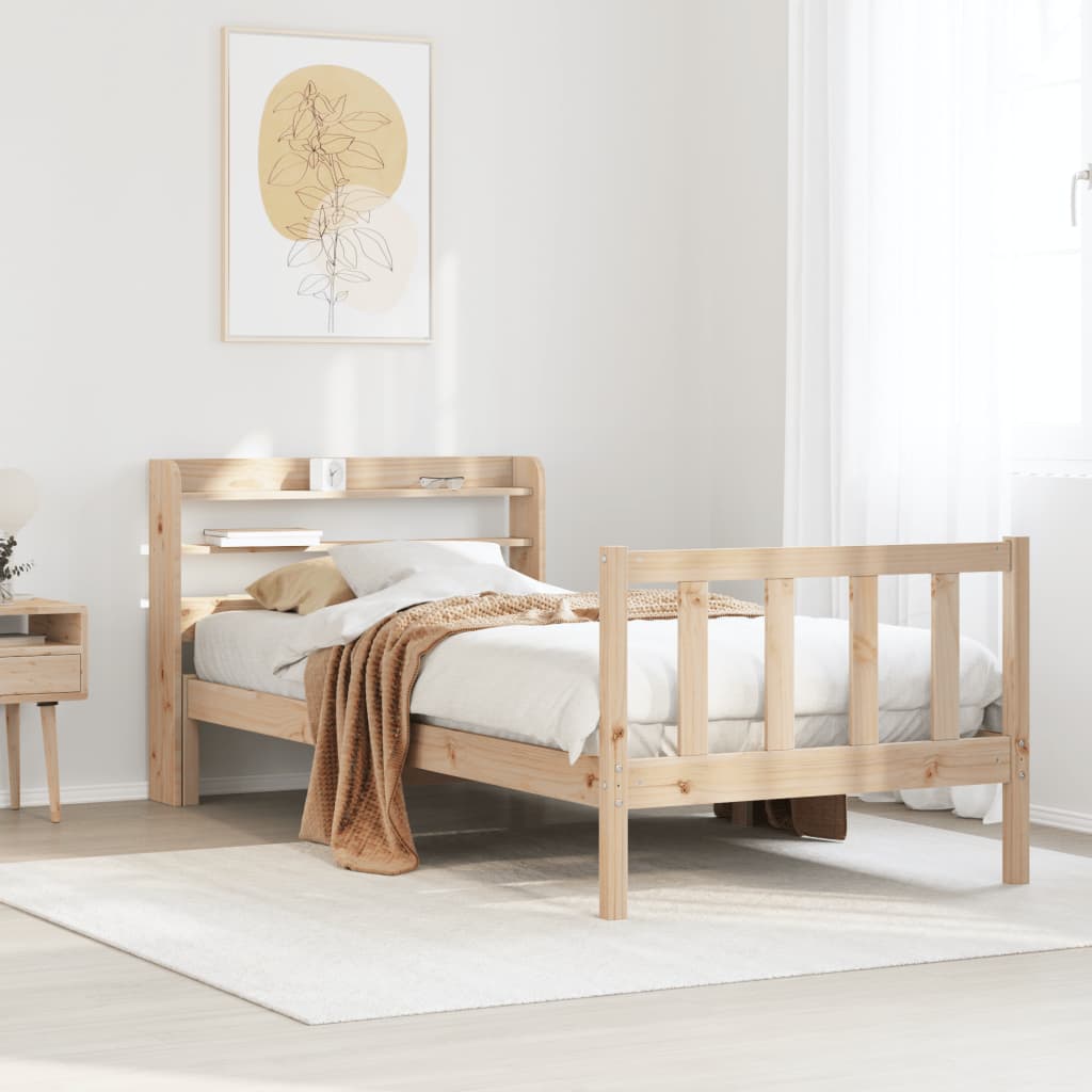 Bed Frame without Mattress 75x190 cm Small Single Solid Wood Pine
