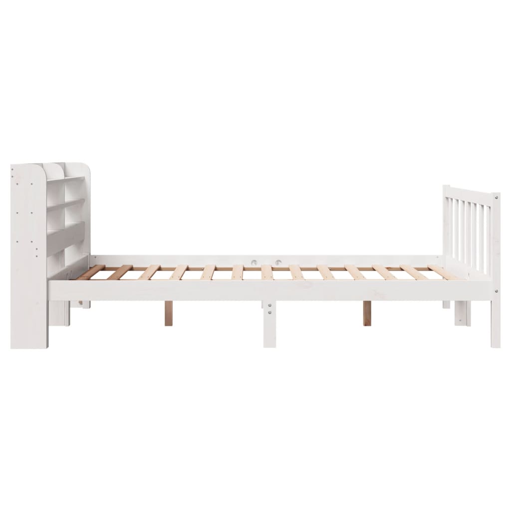 Bed Frame without Mattress White 135x190 cm Double Solid Wood Pine