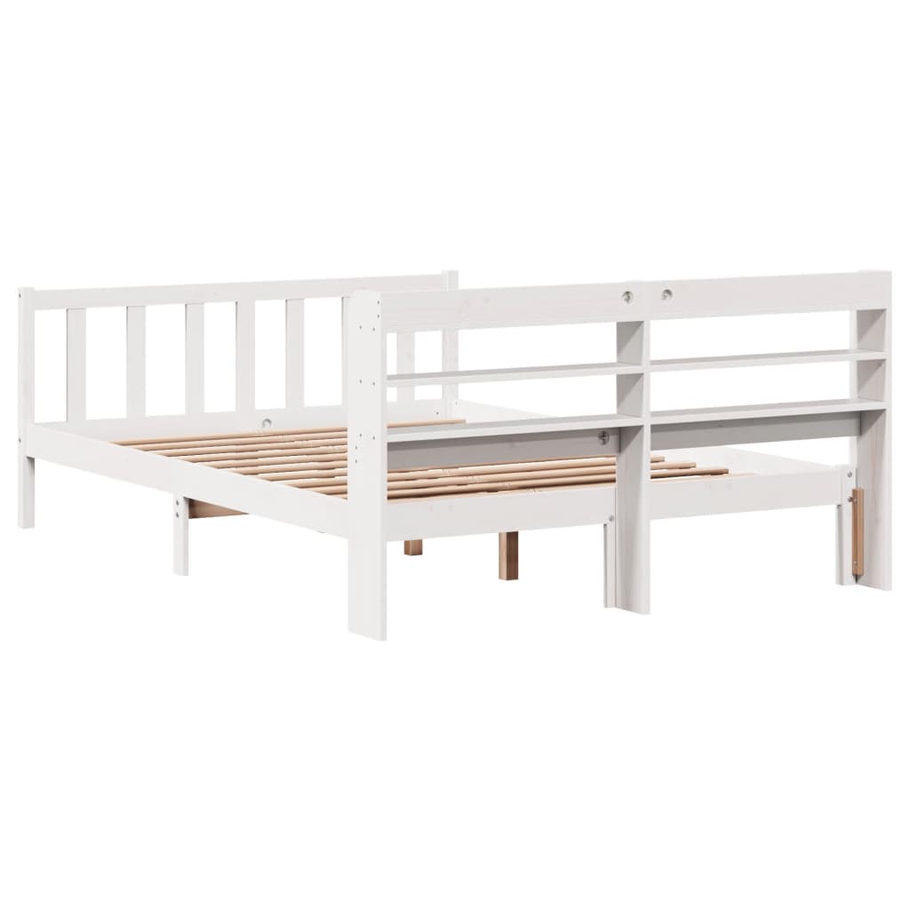 Bed Frame without Mattress White 135x190 cm Double Solid Wood Pine