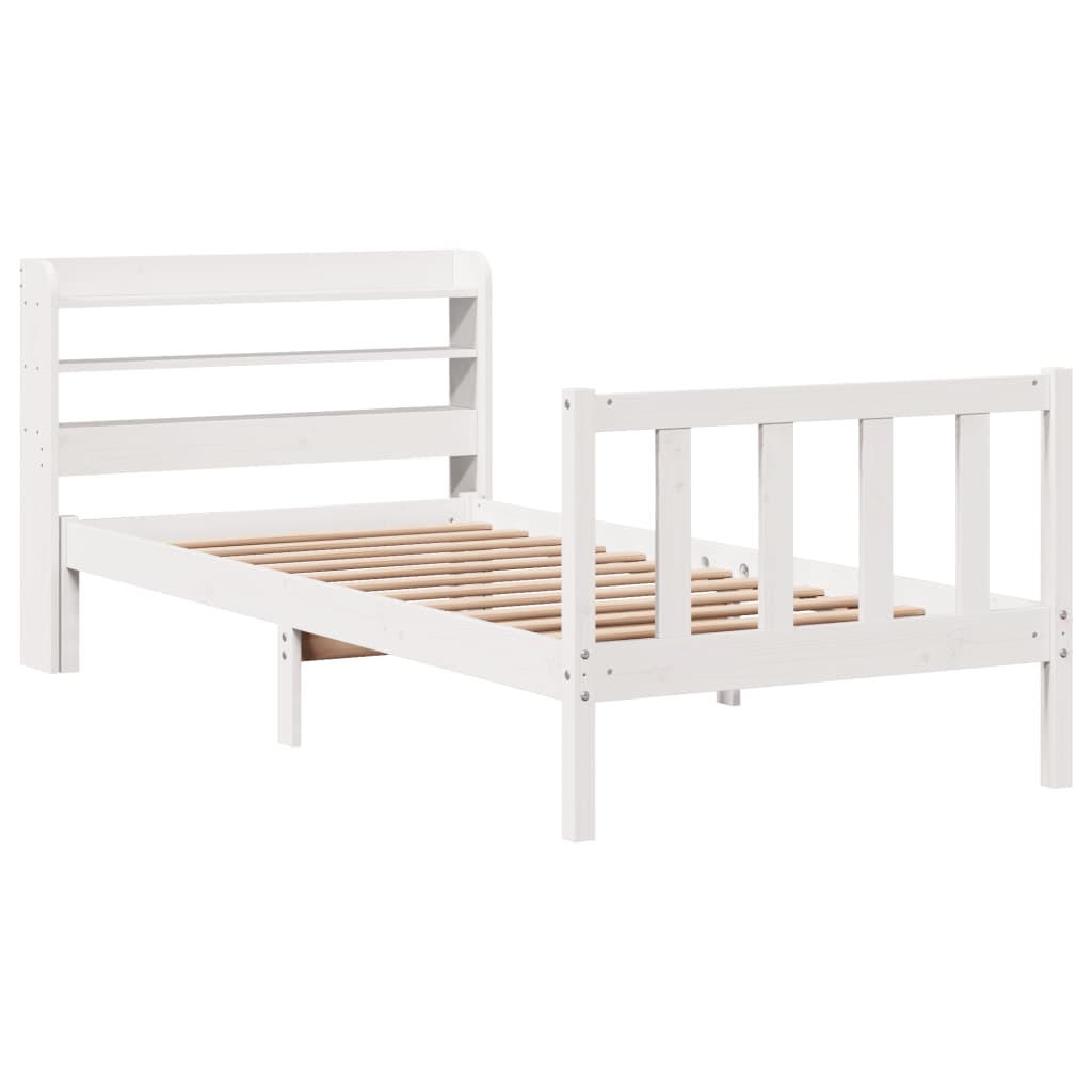 Bed Frame without Mattress White 90x200 cm Solid Wood Pine