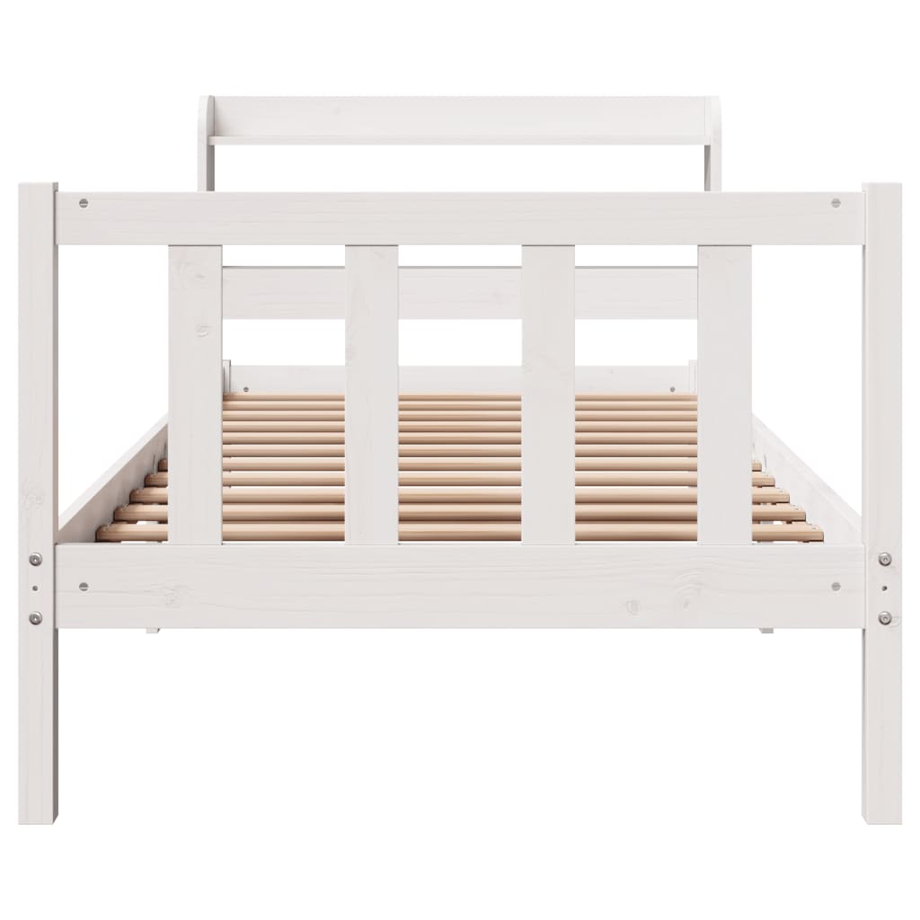 Bed Frame without Mattress White 90x200 cm Solid Wood Pine
