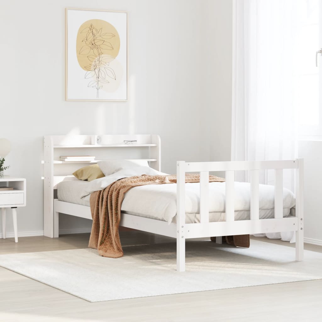 Bed Frame without Mattress White 90x200 cm Solid Wood Pine