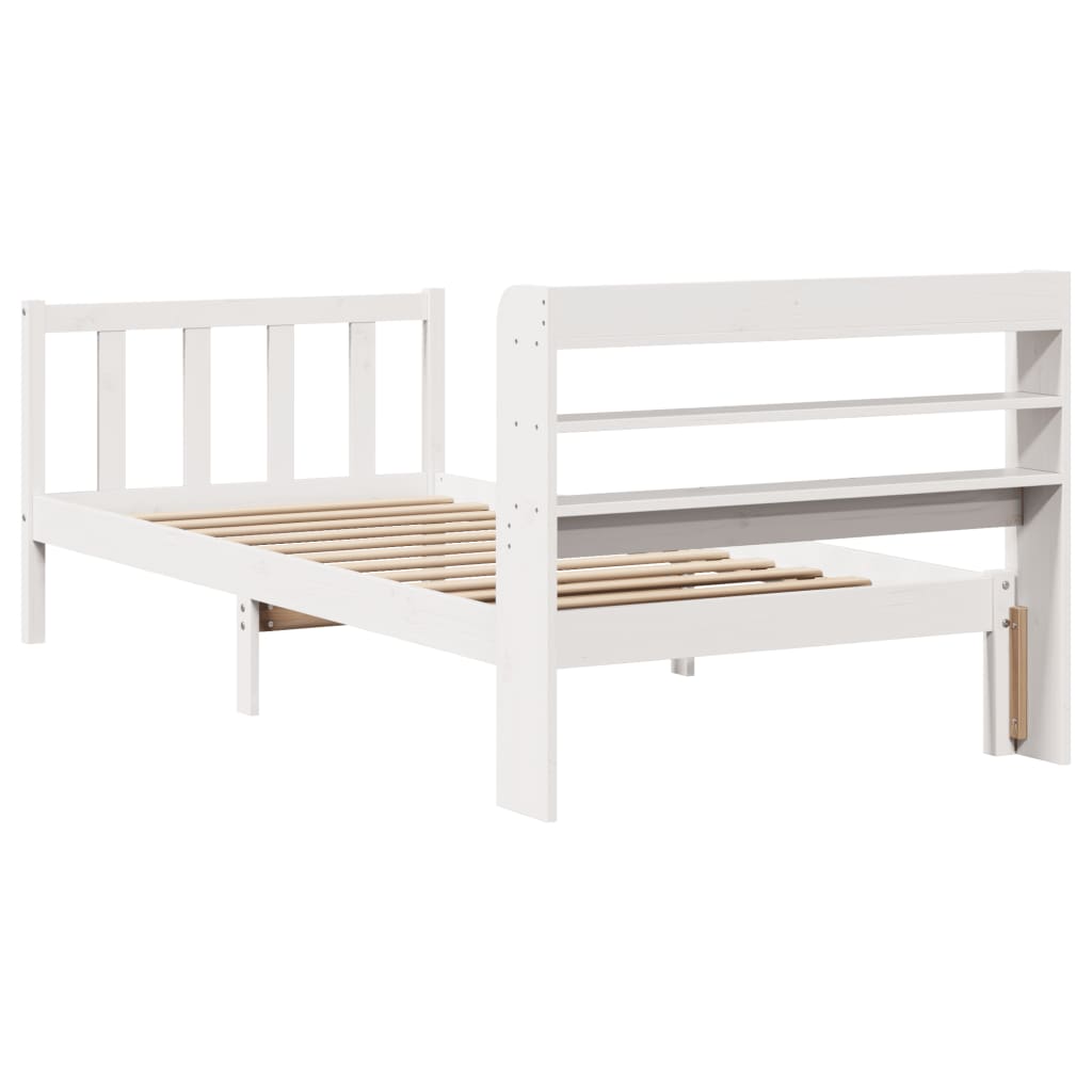 Bed Frame without Mattress White 100x200 cm Solid Wood Pine