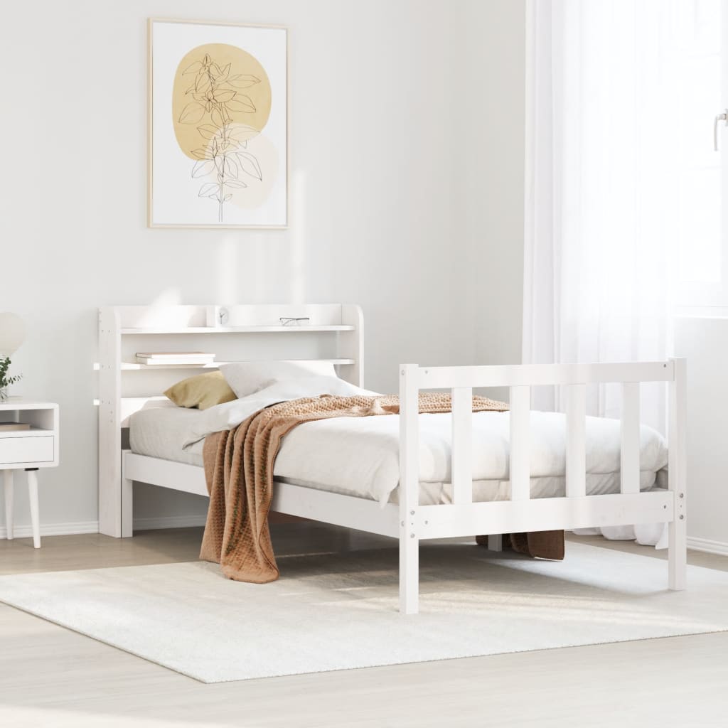 Bed Frame without Mattress White 100x200 cm Solid Wood Pine