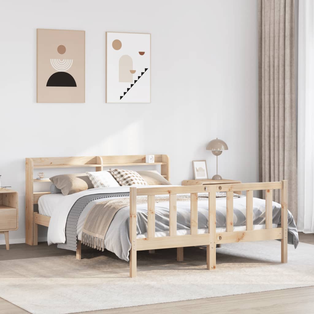 Bed Frame without Mattress 140x200 cm Solid Wood Pine