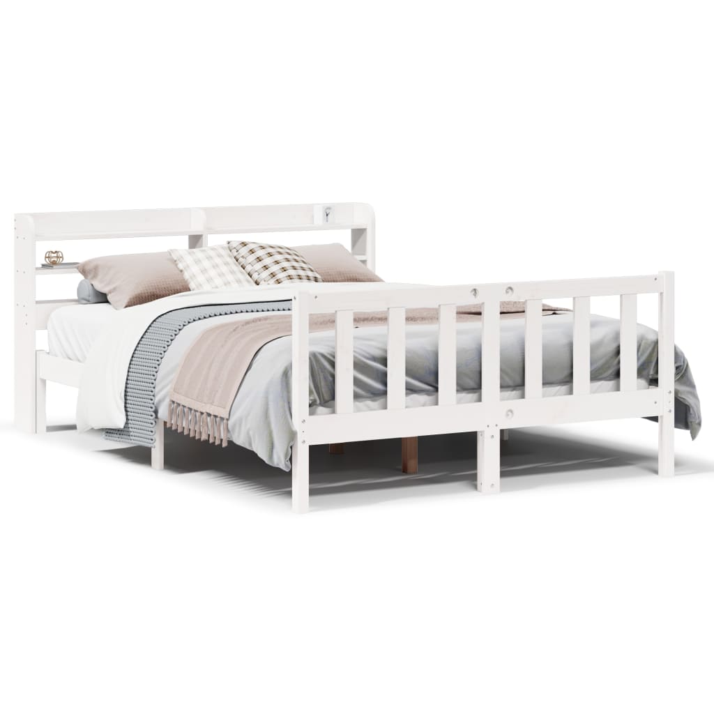 Bed Frame without Mattress White 160x200 cm Solid Wood Pine