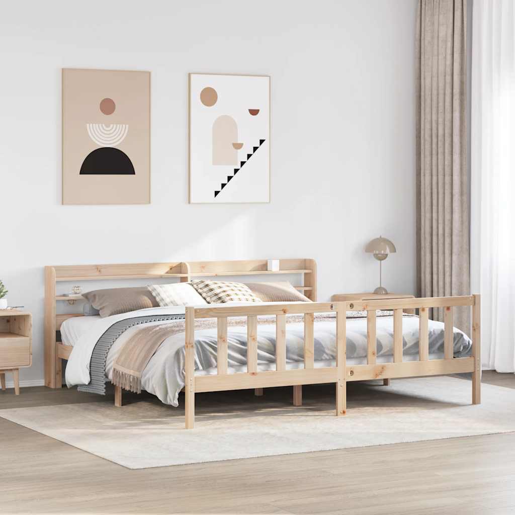Bed Frame without Mattress 200x200 cm Solid Wood Pine