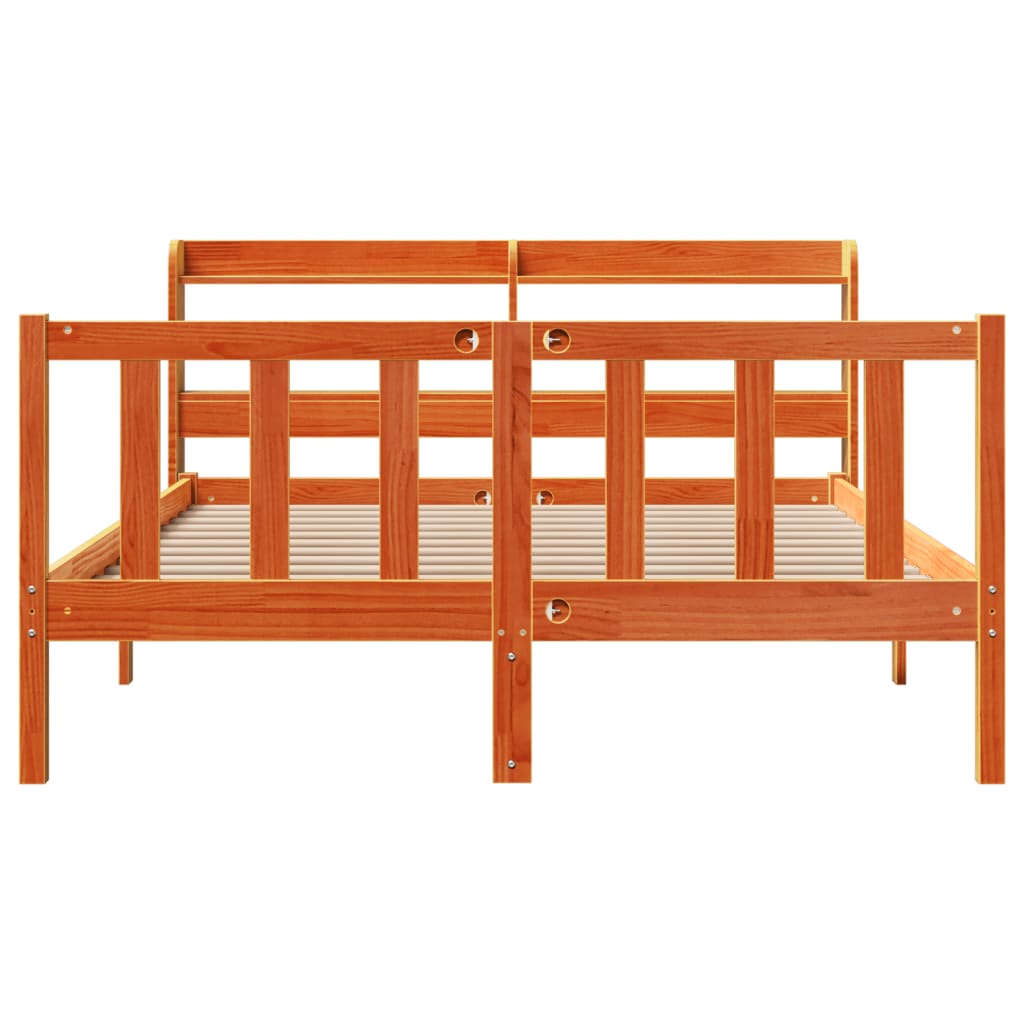 Bed Frame with Headboard without Mattress Wax Brown 140x200 cm