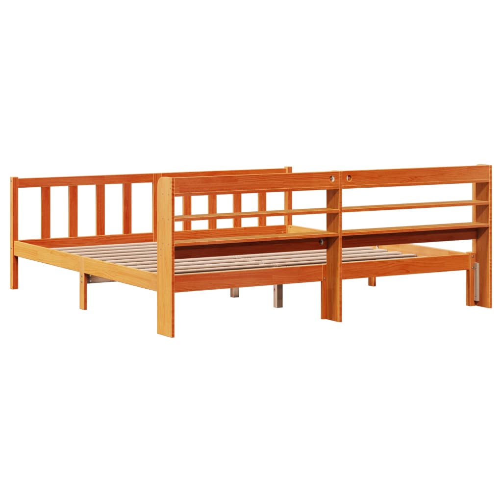 Bed Frame with Headboard without Mattress Wax Brown 180x200 cm Super King