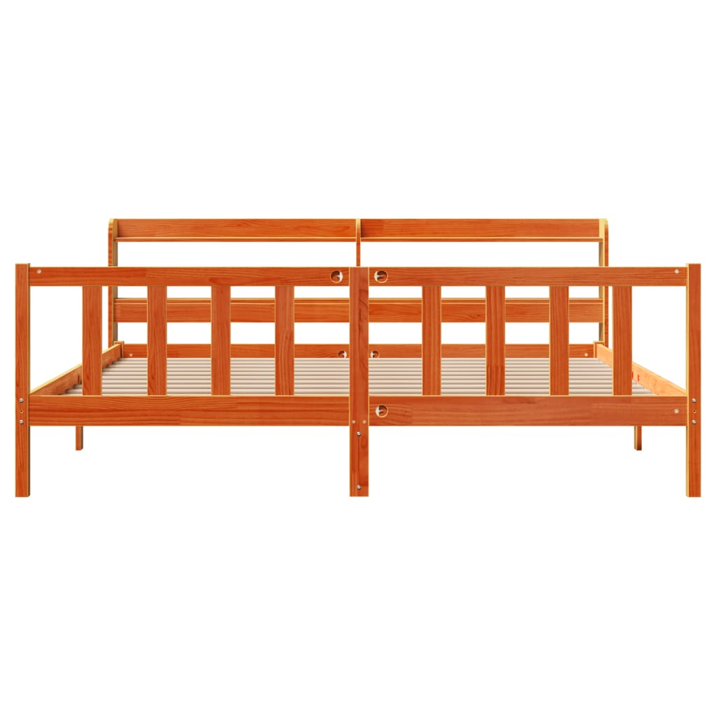 Bed Frame with Headboard without Mattress Wax Brown 200x200 cm