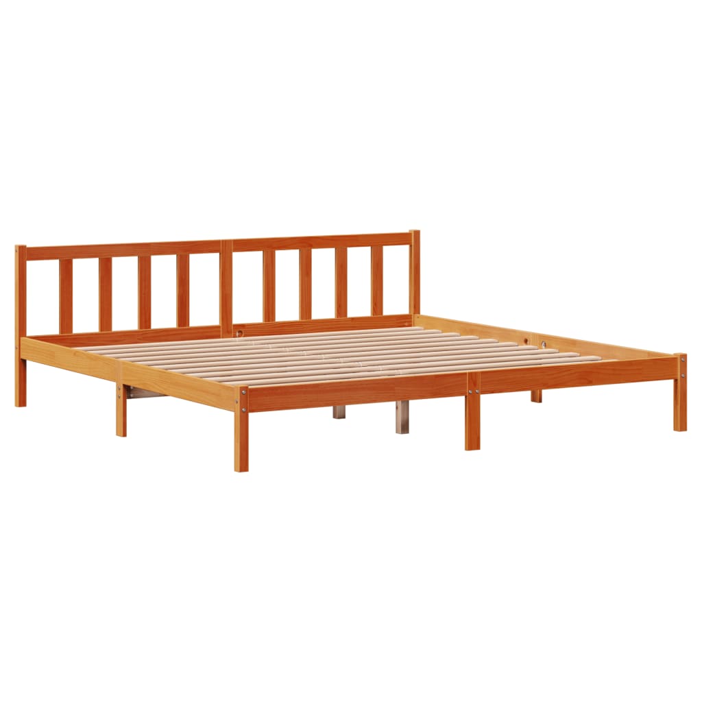 Bed Frame with Headboard without Mattress Wax Brown 200x200 cm