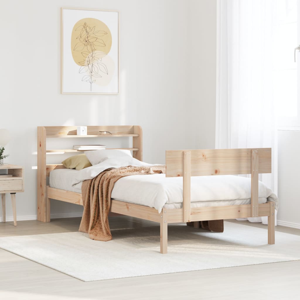 Bed Frame without Mattress 90x200 cm Solid Wood Pine
