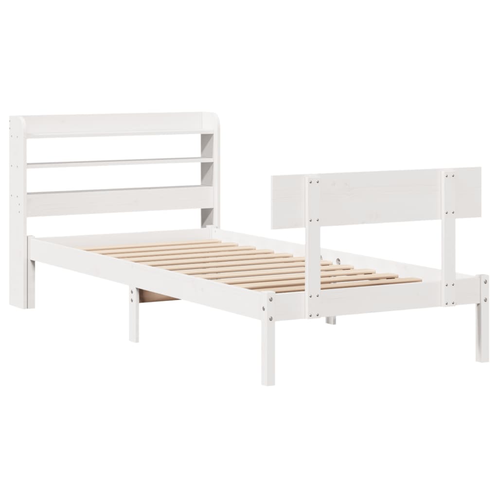Bed Frame without Mattress White 90x200 cm Solid Wood Pine