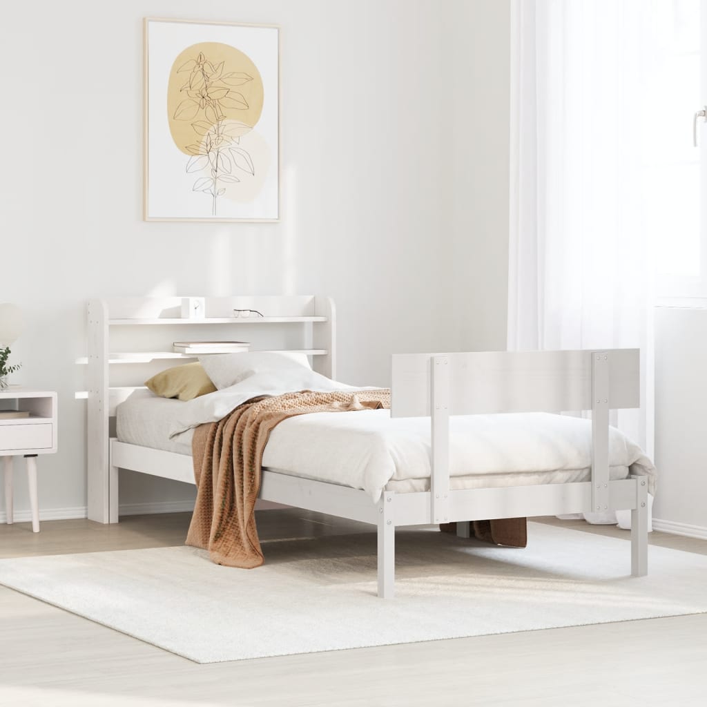 Bed Frame without Mattress White 90x200 cm Solid Wood Pine
