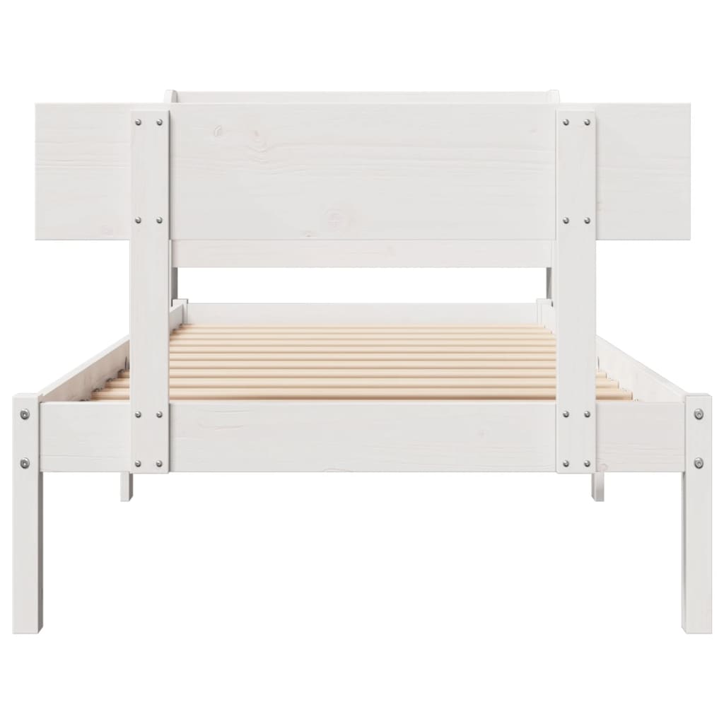 Bed Frame without Mattress White 100x200 cm Solid Wood Pine