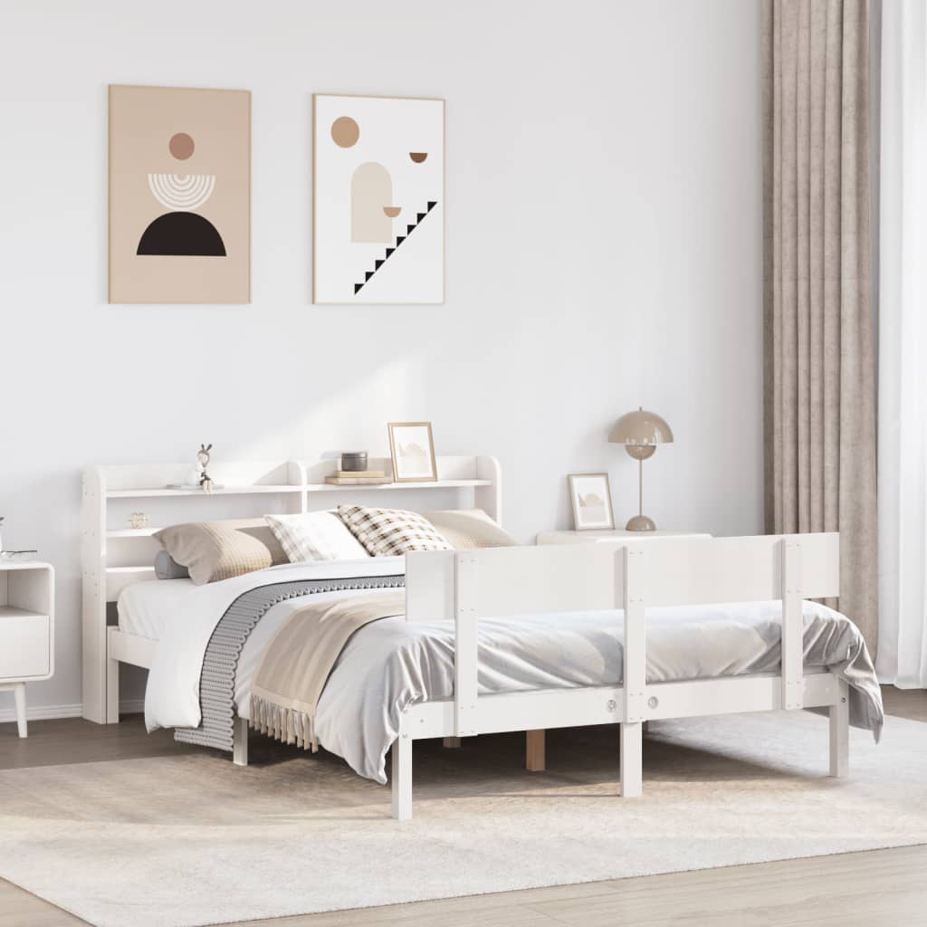 Bed Frame without Mattress White 120x200 cm Solid Wood Pine