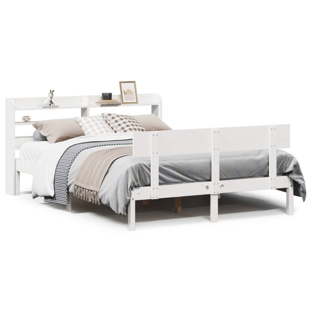 Bed Frame without Mattress White 140x200 cm Solid Wood Pine