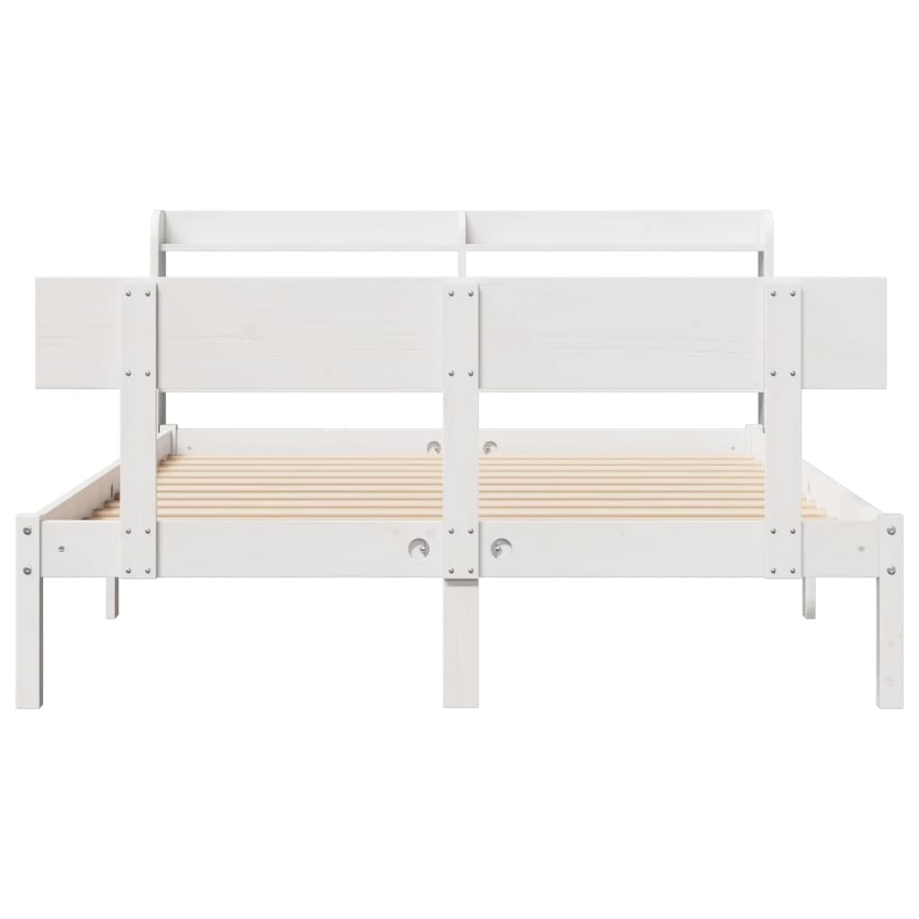 Bed Frame without Mattress White 150x200 cm King Size Solid Wood Pine