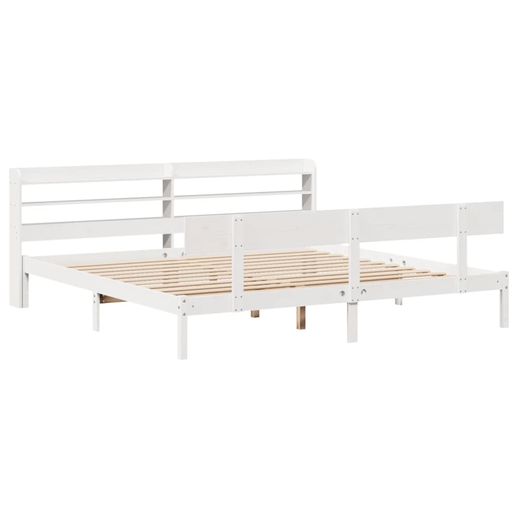Bed Frame without Mattress White 200x200 cm Solid Wood Pine