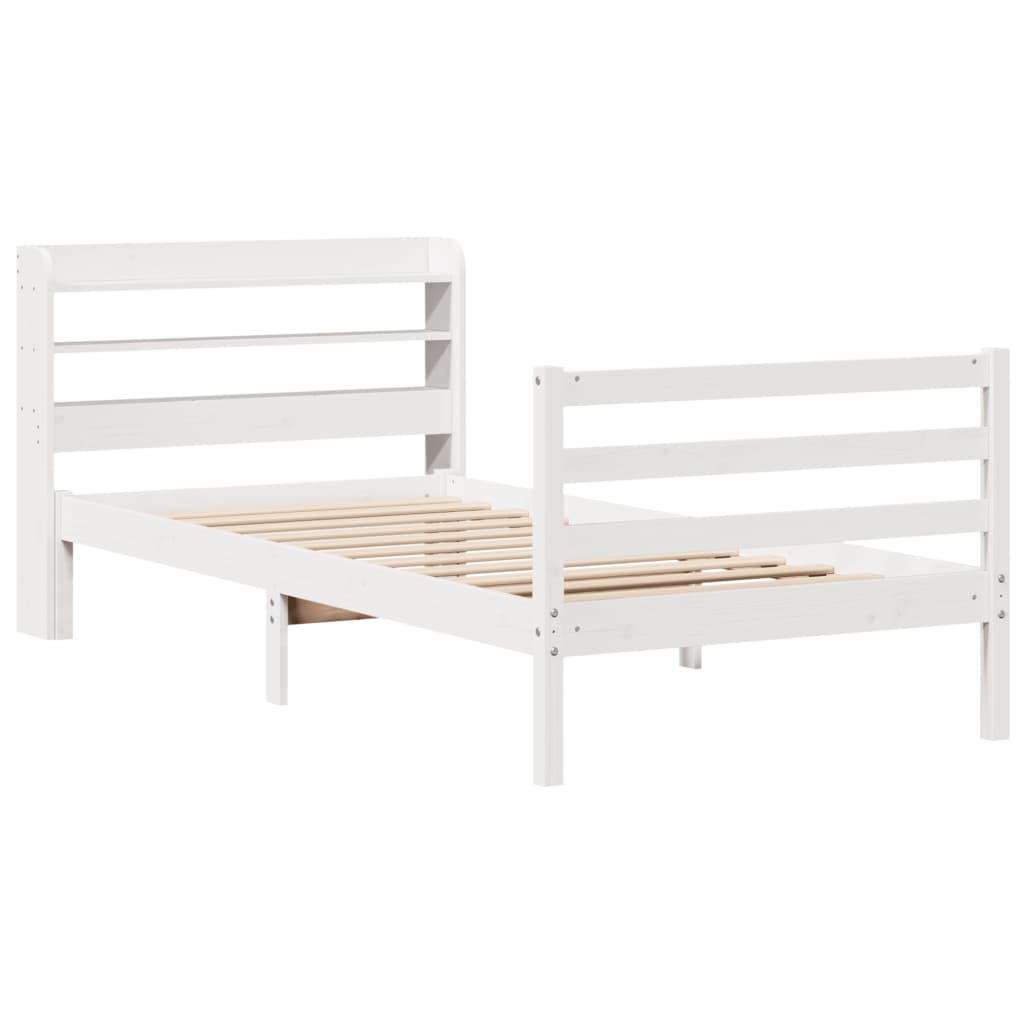 Bed Frame with Headboard without Mattress White 75x190 cm Small Single