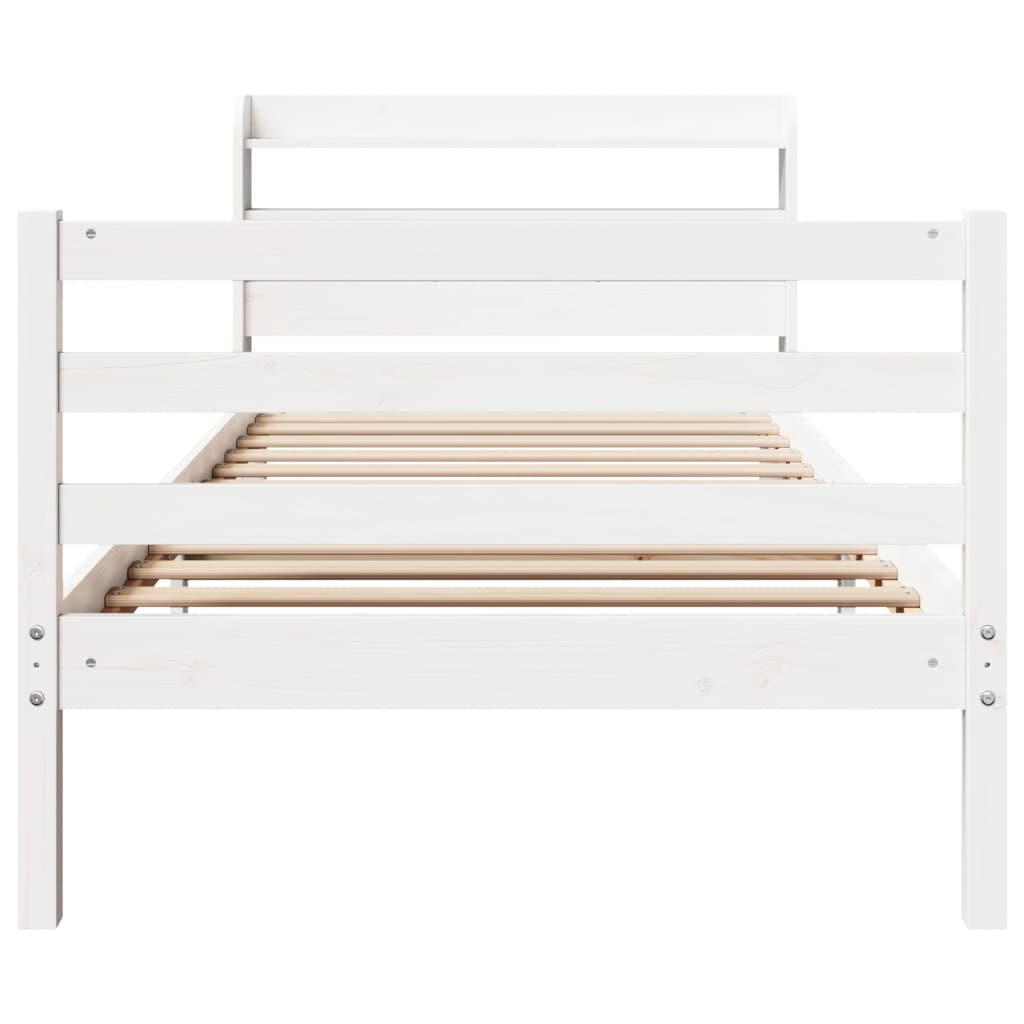 Bed Frame with Headboard without Mattress White 75x190 cm Small Single