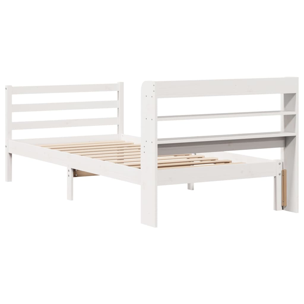 Bed Frame with Headboard without Mattress White 75x190 cm Small Single