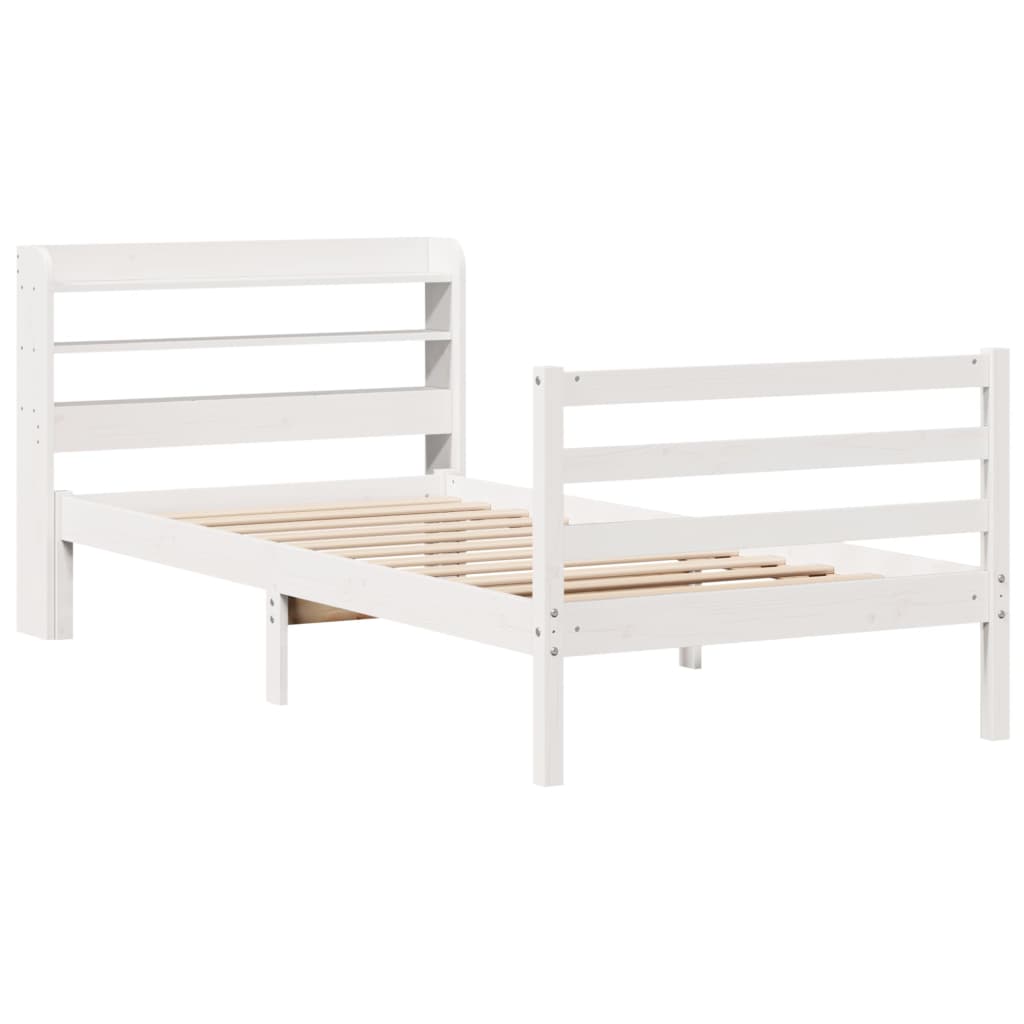 Bed Frame with Headboard without Mattress White 90x190 cm Single