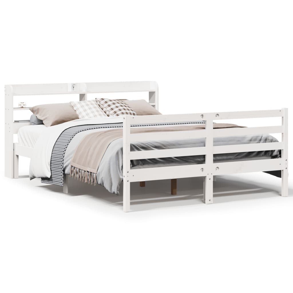 Bed Frame with Headboard without Mattress White 120x190 cm Small Double