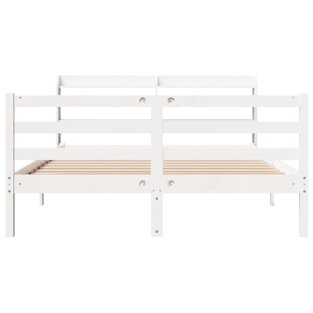 Bed Frame with Headboard without Mattress White 120x190 cm Small Double