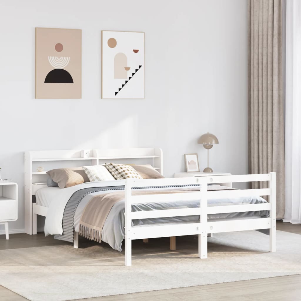 Bed Frame with Headboard without Mattress White 120x200 cm