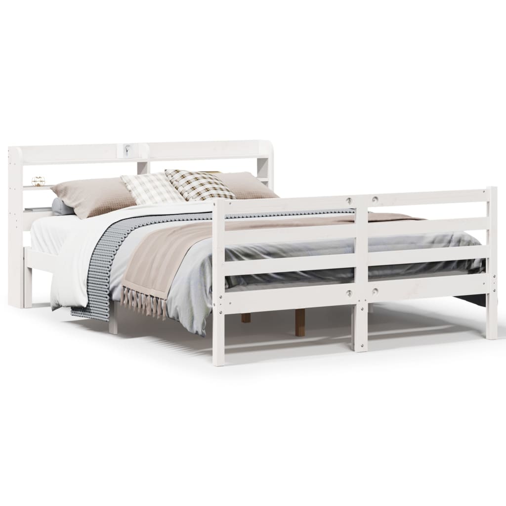 Bed Frame with Headboard without Mattress White 140x200 cm