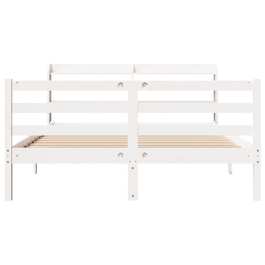 Bed Frame with Headboard without Mattress White 160x200 cm