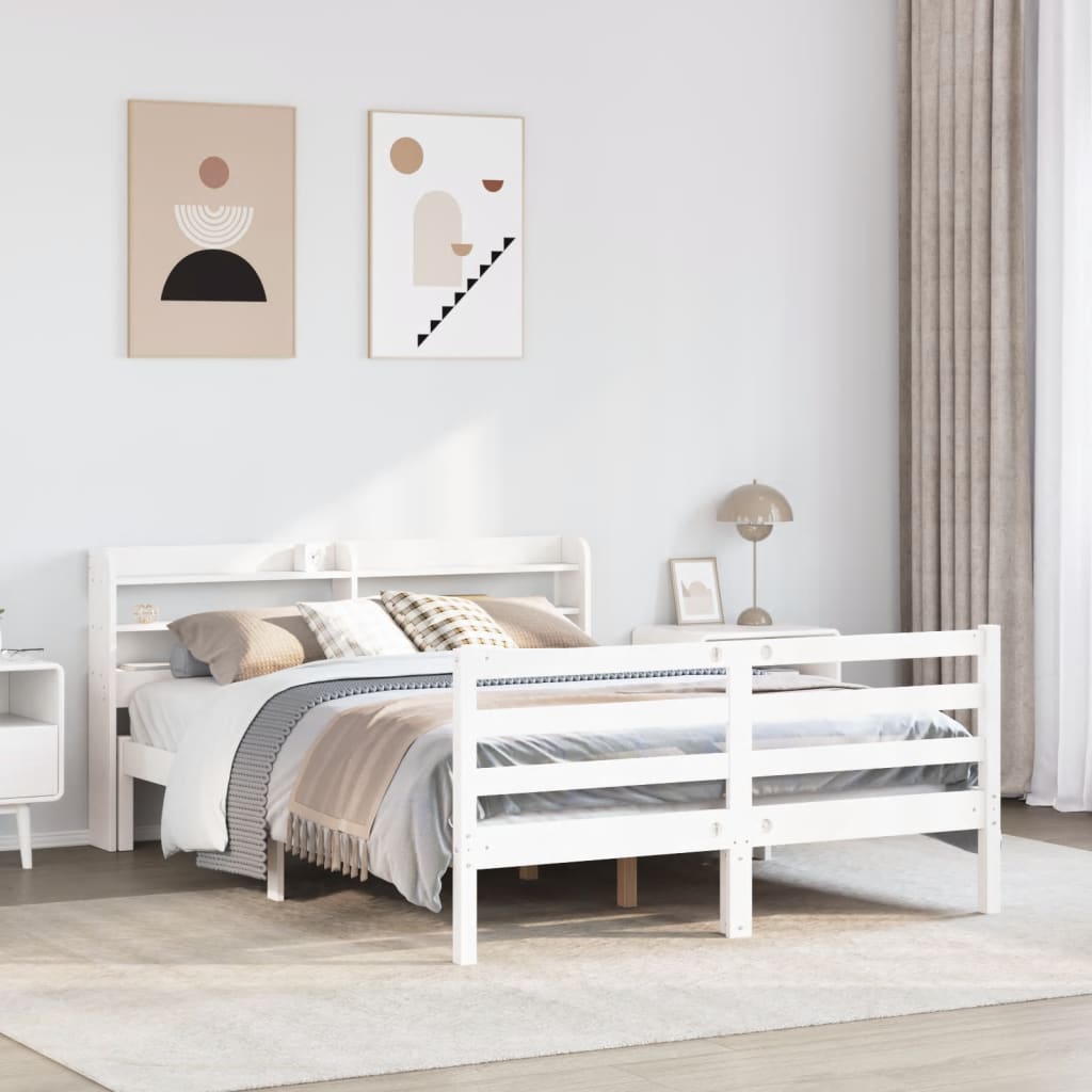 Bed Frame with Headboard without Mattress White 160x200 cm