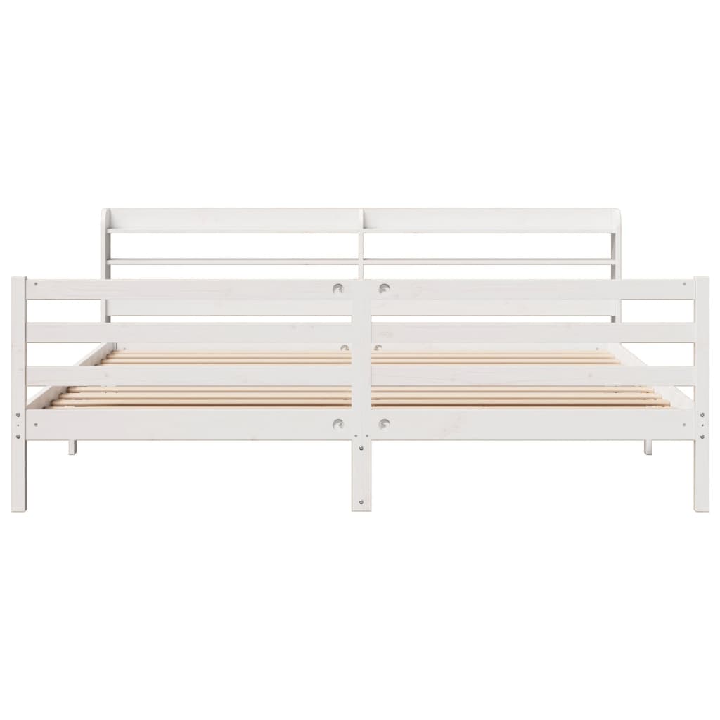 Bed Frame with Headboard without Mattress White 180x200 cm Super King