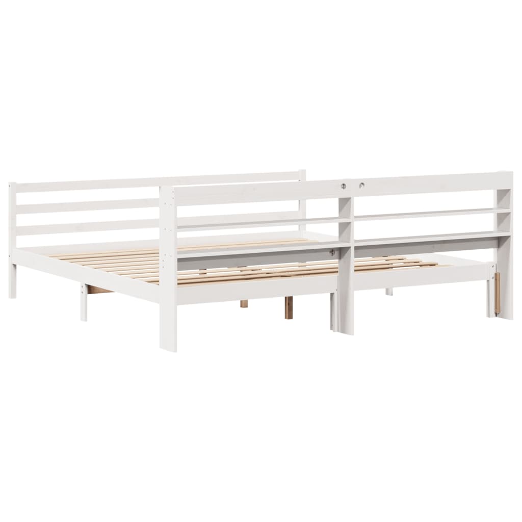 Bed Frame with Headboard without Mattress White 180x200 cm Super King