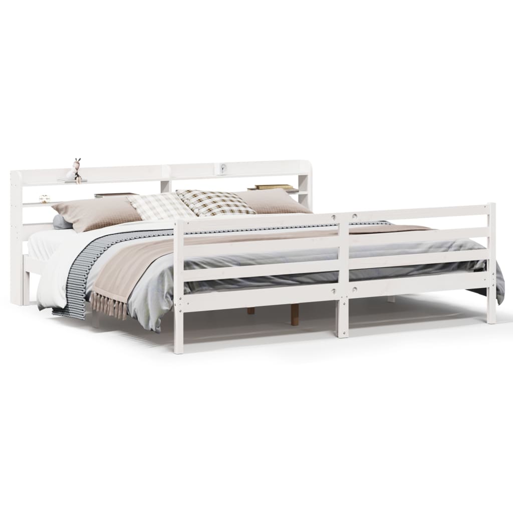 Bed Frame with Headboard without Mattress White 200x200 cm