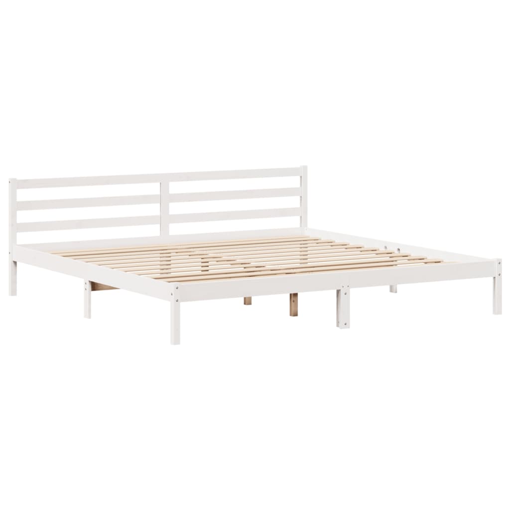 Bed Frame with Headboard without Mattress White 200x200 cm