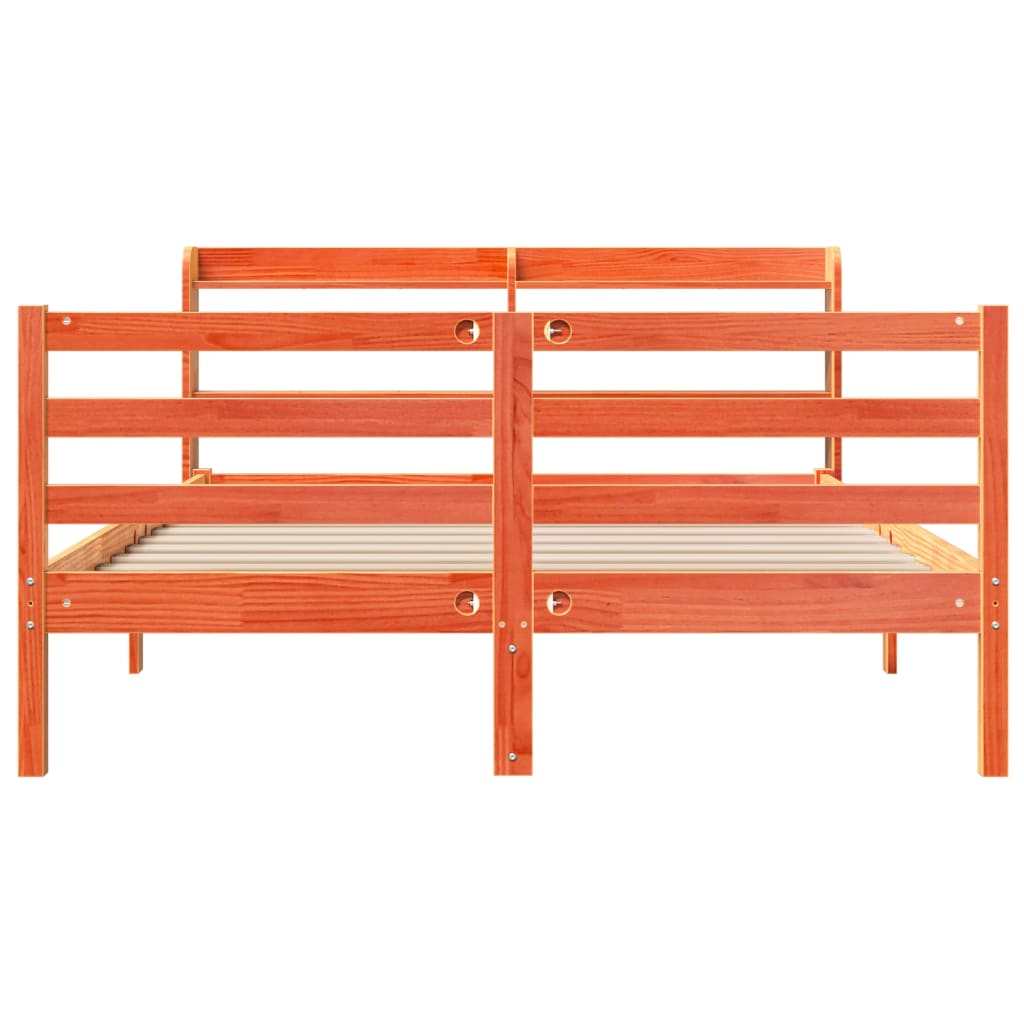 Bed Frame without Mattress Wax Brown 140x190 cm Solid Wood Pine